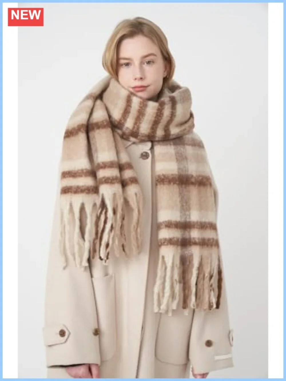 Women Plaid Shawl Wrap Pashmina Fringe Scarf Poncho Blanket Soft Cashmere Feel